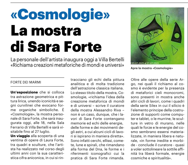 Cosmologie: la mostra di Sara Forte